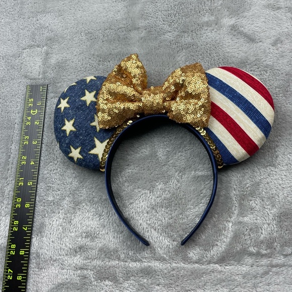 Disney American Flag Sequin Custom Made Minnie Ears Headband Adult Size - Picture 6 of 6